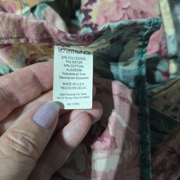 Vtg Priscilla Floral Curtain Swags Wide Ruffle French Country Seafoam Green USA - Picture 4 of 5